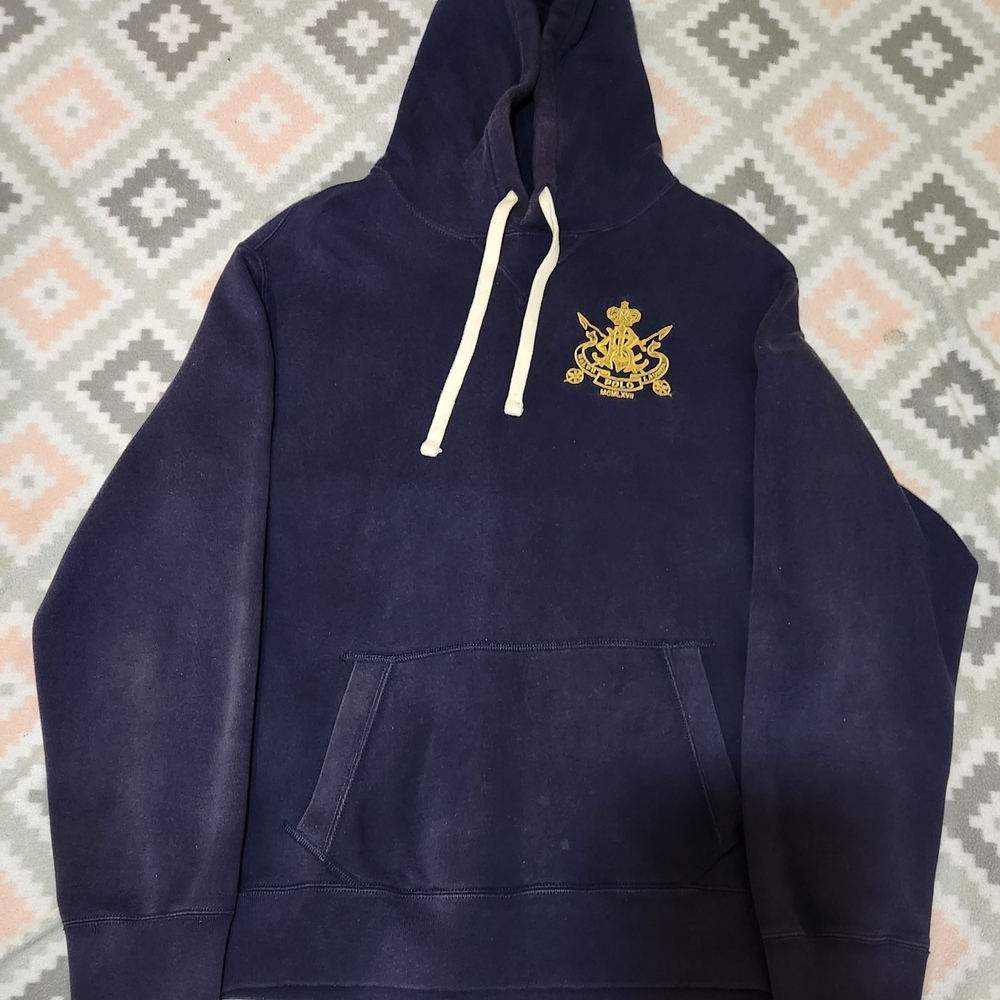 Polo Navy Blue Hoodie with Embroidered Crest Xl